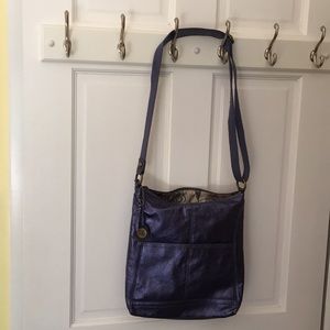 SAK...metallic blue cross body bag